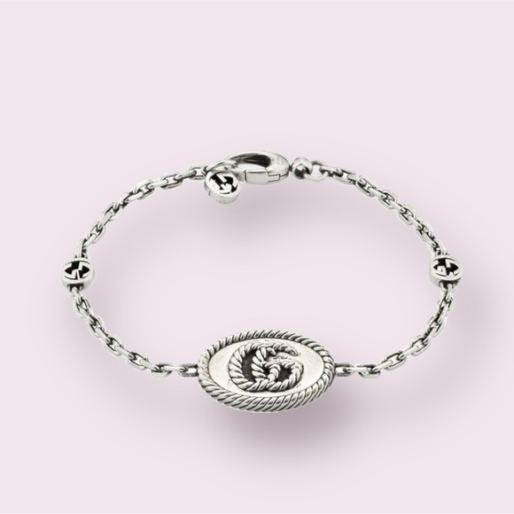 Gucci Jewelry - Gucci Marmont Unisex Sterling Silver Oval Double GG Link Bracelet